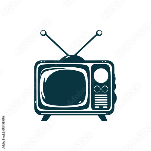 Retro Television Set Icon Illustration