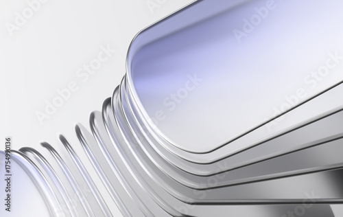 Modern Silver and Blue 3D Shapes Forming Futuristic Geometric Composition