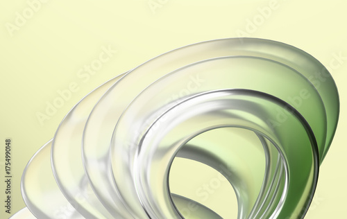 Modern Minimal Abstract Design Featuring Green Chrome Curves on Light Background