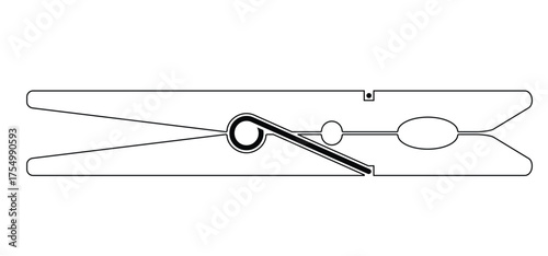 Cartoon clothespin or clothespeg. Foor clothesline on a sunny day or pegs hang on a washing line. Wooden clothes pin or clothes peg. Clothespins icon. Empty wooden clothes pegs. laundry fastener tool.