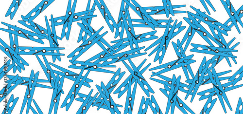 Blue clothespin or clothespeg. For clothesline on a sunny day or pegs hang on a washing line. Wooden clothes pin or clothes peg. Clothespins icon. Empty wooden clothes pegs. laundry fastener tool.