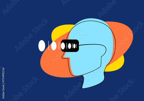 Virtual Reality Headset on Human Profile, A Vector Illustration of Art and Technology