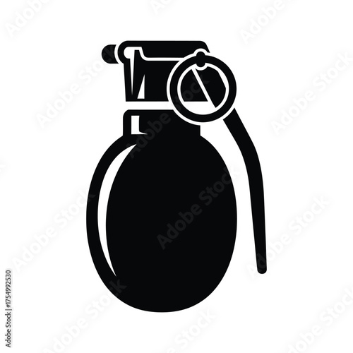 Black and white Grenade Illustration Symbol of danger and weapon