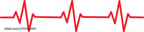 red heartbeat waveform ecg line - cardiac rhythm pulse medical health monitor icon isolated on white background.