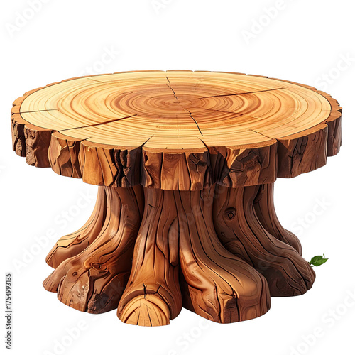 Illustration of a stylized, round, wooden stump, perfect for a rustic display