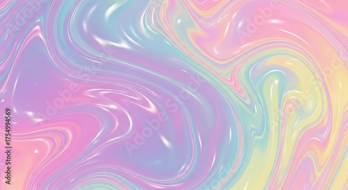 Iridescent swirls of pastel color background