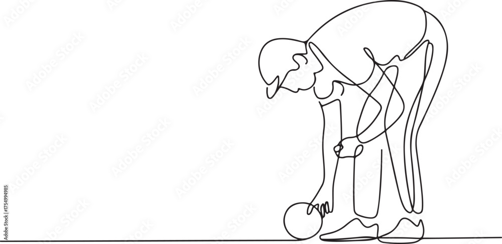 Fototapeta premium Father playing with ball one line drawing