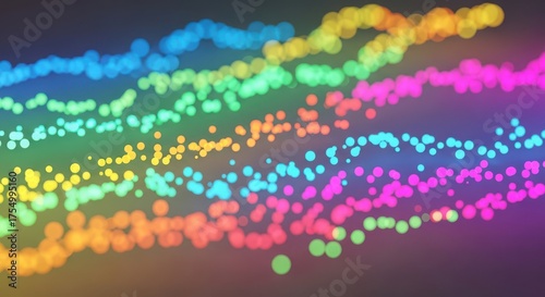 Blurred colorful dots arranged in wavy lines