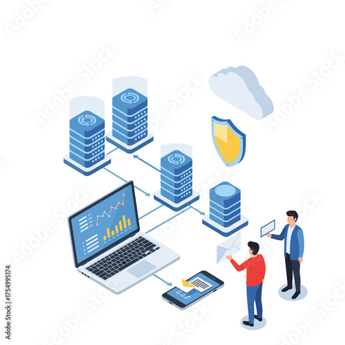 Visualizing data analytics and security protocols within a modern cloud computing infrastructure.