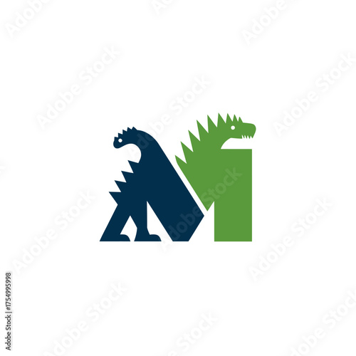 Abstract image featuring two dragons forming the shape of the letter 'M'