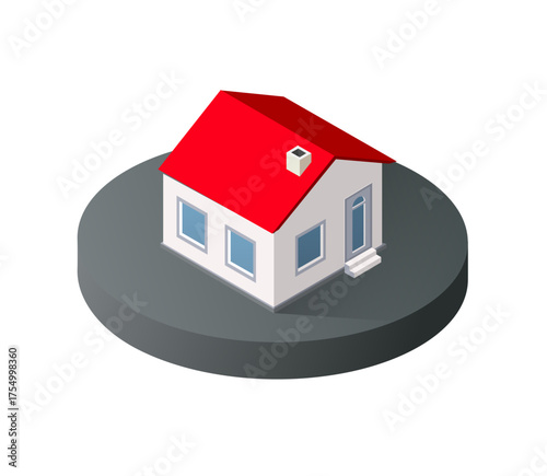 Isometric house icon representing real estate