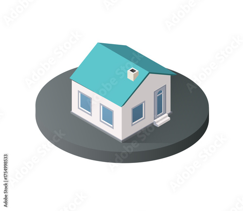 Isometric house icon representing real estate