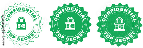 Confidential top secret stamp icons vector illustration of security access isolated on white background, Top secret stamp vector graphic asset for confidential document security use