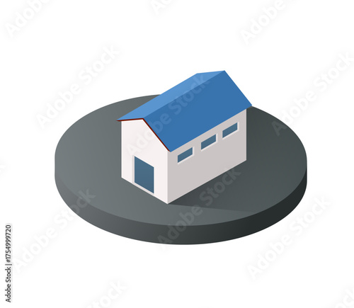 Isometric house icon representing real estate
