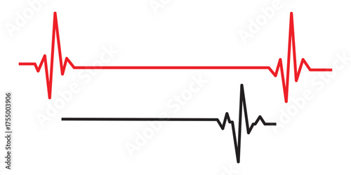 Set of minimalist heartbeat line icons with transparent background, depicting cardiogram waves for medical monitoring, health tracking, and vital signs, vector illustration
