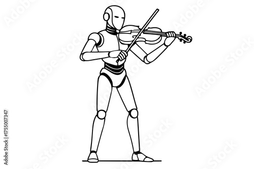 Robot musician playing on violin