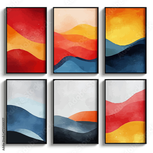 Collection of motivational posters with pastel frames and typography, minimal vector design.
