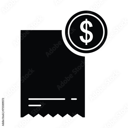 Receipt and dollar coin icon representing financial transaction and payments