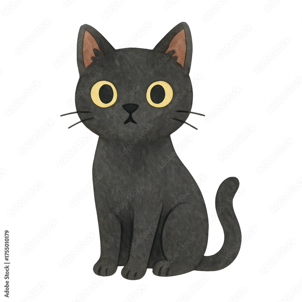 Fototapeta premium PNG Cute black cat illustration.