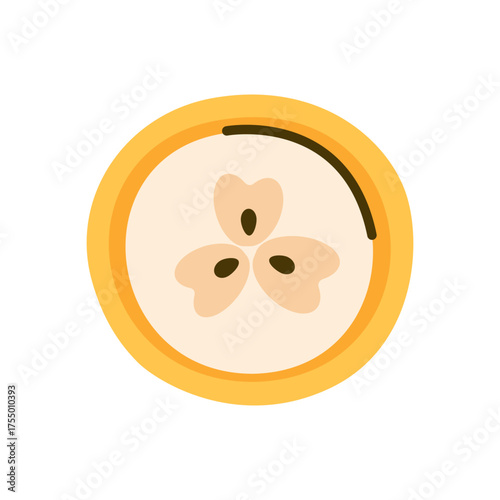 Vector banana slice. Cute banana in flat design. Tropical fruit