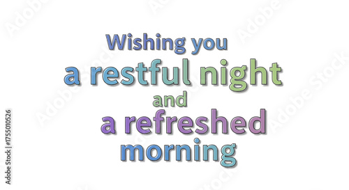 Wishing you a restful night and a refreshed morning with calming gradient text and a serene, peaceful atmosphere perfect for well wishes and greetings.