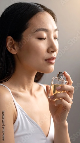 Woman smelling perfume