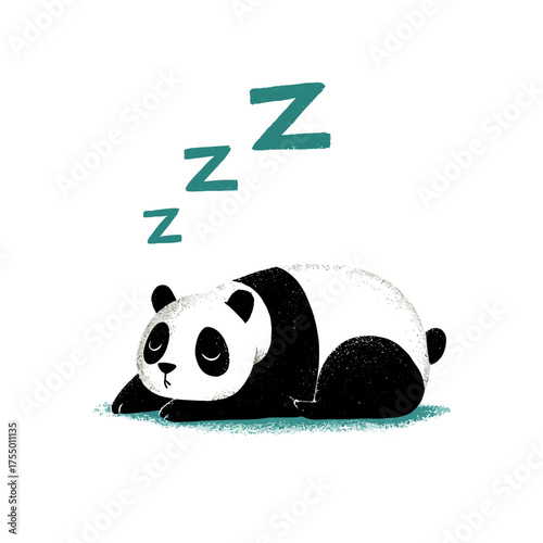 An illustrated panda, black and white, snoozing peacefully with "Z" symbols above its head
