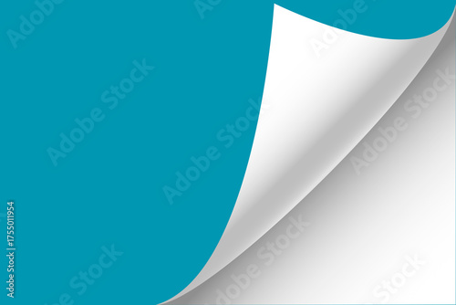 Blank page with curled edge corner and shadow, rolled up stickers set, peel banners, bent sheet, page curl with shadow on blank sheet