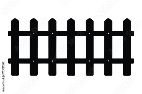 wooden fence silhouette vector, fence black silhouette
