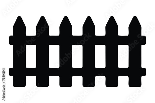 wooden fence silhouette vector, fence black silhouette