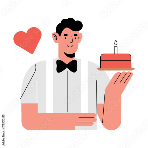 Creative flat style icon of serving cake