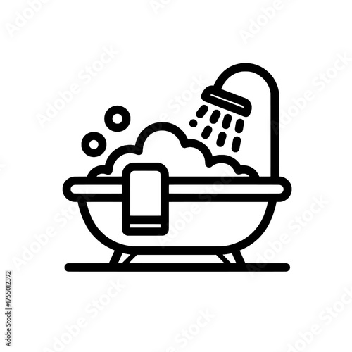  
 
Bathtub with Shower and Bubbles Icon Vector Illustration
 
 
 