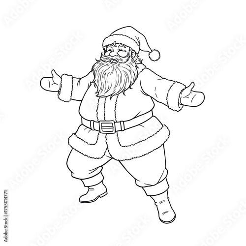 Joyful Santa Claus welcoming holiday cheer with open arms for Christmas