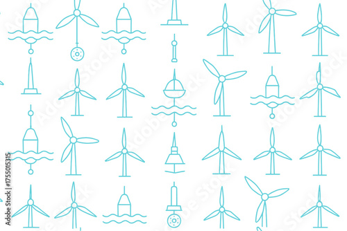 Wind energy symbols displayed in a seamless pattern suitable for backgrounds and designs