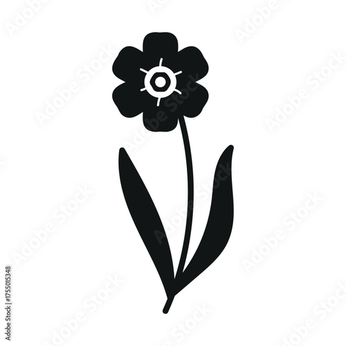 Silhouette Flower plant, Abstract botanical  wildflower, Vector illustration, Style for banners,icon, sticker, wallpaper, posters, websites, online shopping.