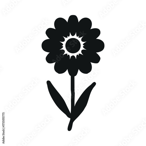 Silhouette Flower plant, Abstract botanical  wildflower, Vector illustration, Style for banners,icon, sticker, wallpaper, posters, websites, online shopping.