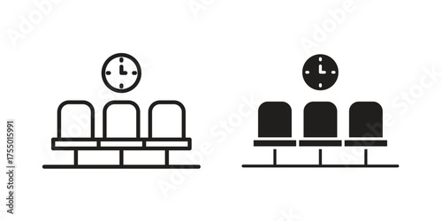 Waiting Room icon in Line and Silhouette Icon Set. Isolated Vector Illustration.