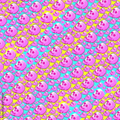 Seamless Pop Art Geometric Pink Skull Pattern.ai