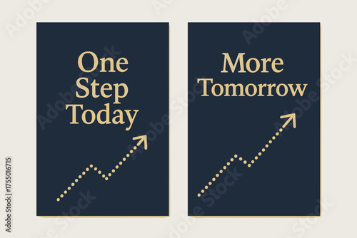 Navy Gold Banners. Focus. Two vertical A6 banners with safe margins, centered composition, no elements touching edges, modern minimal, navy and gold, clean