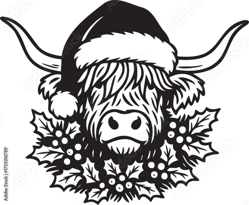 vector illustration of a Christmas cow