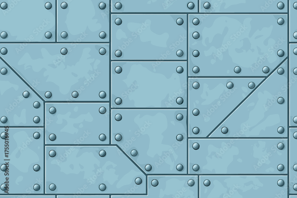 Metallic surface with rivets and panels showing intricate design and texture under soft lighting