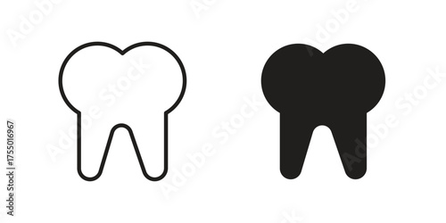 Tooth icon in Line and Silhouette Icon Set. Isolated Vector Illustration.