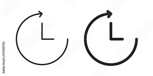 Time forward icon in Line and Silhouette Icon Set. Isolated Vector Illustration.