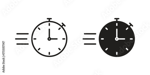 Time fast icon in Line and Silhouette Icon Set. Isolated Vector Illustration.