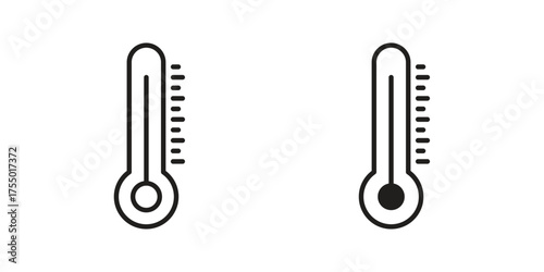 Temperature icon in Line and Silhouette Icon Set. Isolated Vector Illustration.