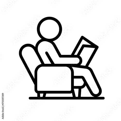 Reading Person Icon in Armchair Vector Illustration
 
 
 