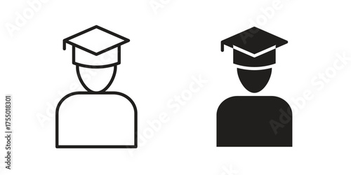 Student icon in Line and Silhouette Icon Set. Isolated Vector Illustration.