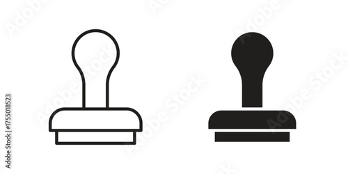 Stamp icon in Line and Silhouette Icon Set. Isolated Vector Illustration.