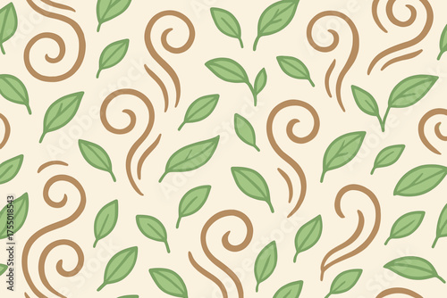 Leaf patterns with swirling lines create a calming and natural look suitable for various design projects