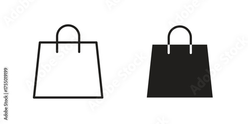 Shopping bag icon in Line and Silhouette Icon Set. Isolated Vector Illustration.